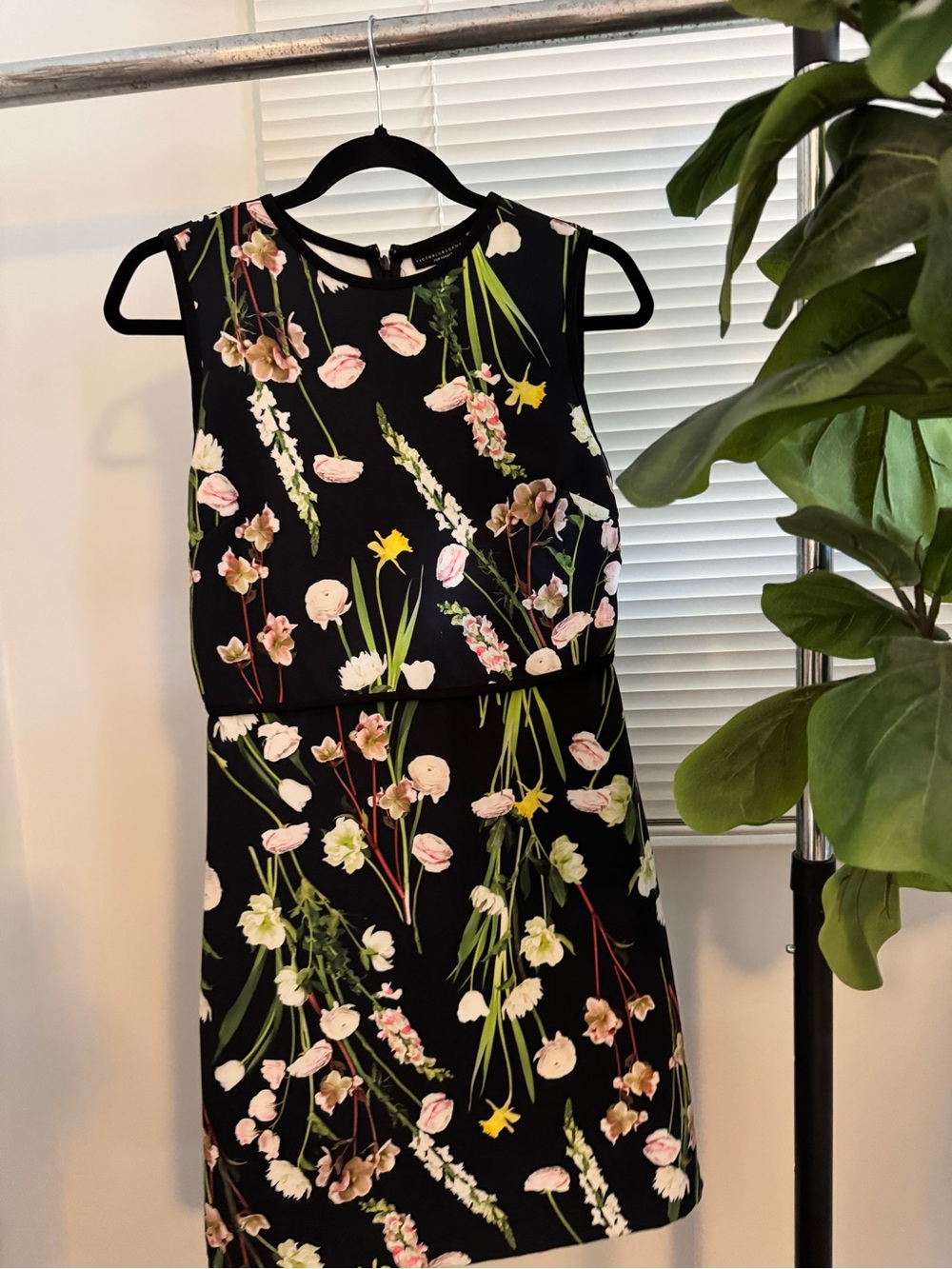 Victoria Beckham for Target Black Floral Sleeveless Mini Dress